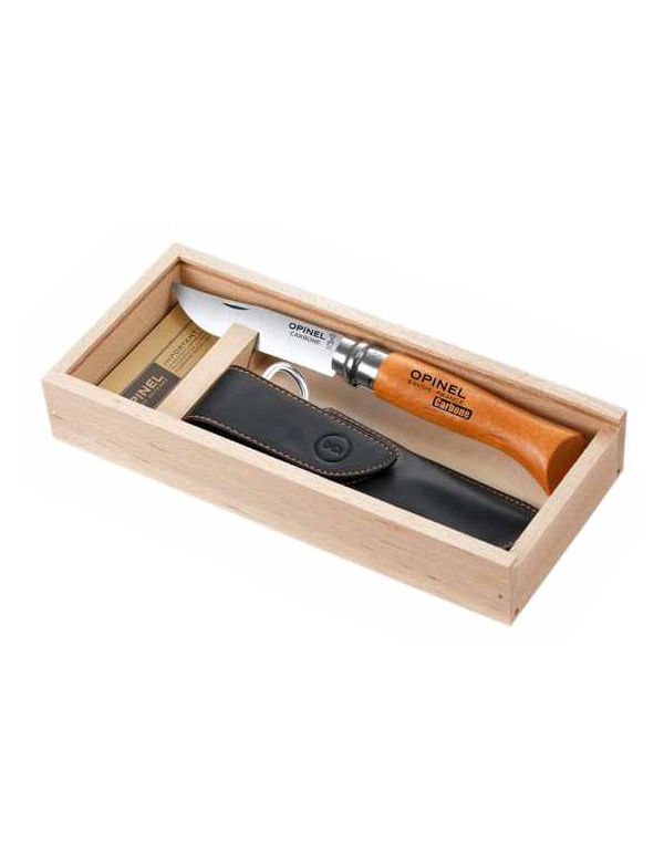 Nůž Opinel - *000815* No.08 VRN Carbon + dřevěný box