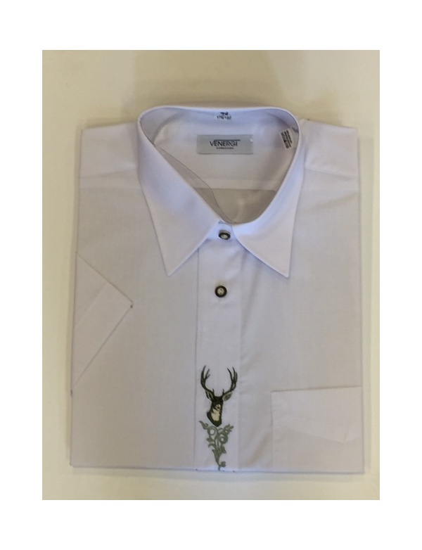Košile Trapper - Eugen bílá KR s výšivkou jelen a ornament