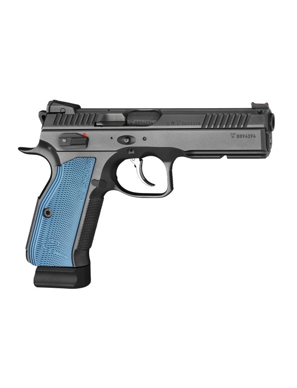 Pistole samonabíjecí CZ SHADOW 2, r. 9mm Luger, černá, 19 ran, nikl. zásob, modré střenky
