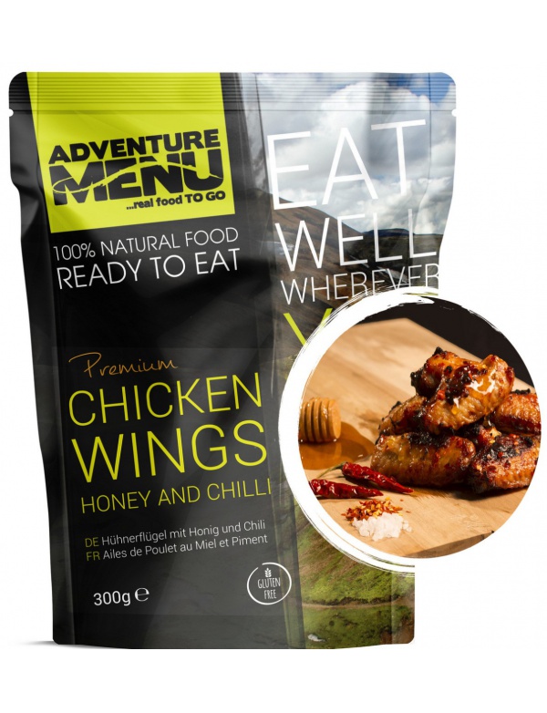 Jídlo AM * Kuřecí křídla na medu a chilli,300g, 100% maso, samoohřev, Adventure Menu