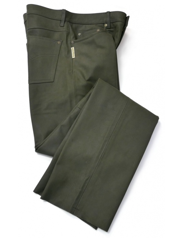 Kalhoty Fuente kožené - zelené (501BUOL)