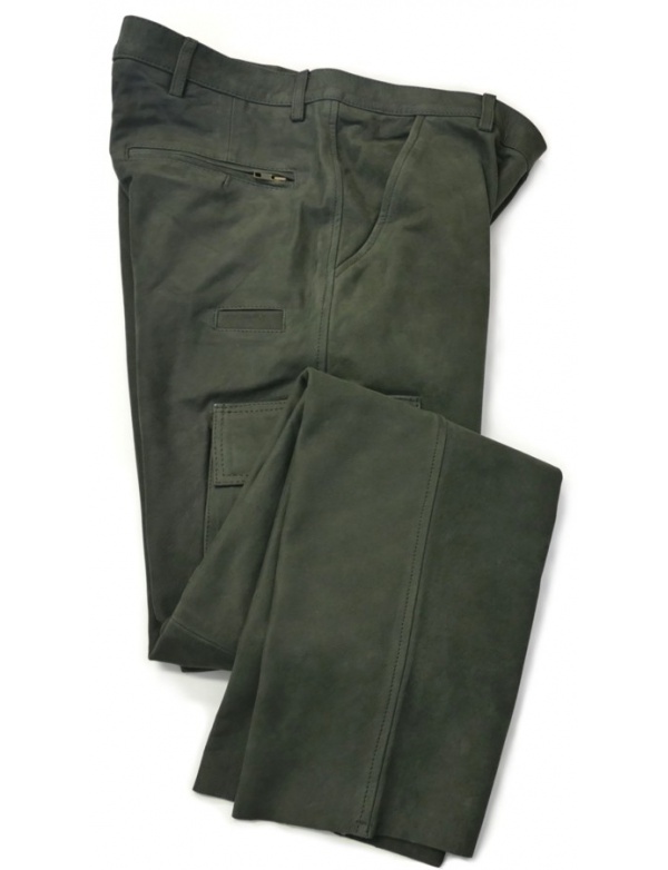 Kalhoty Fuente kožené - zelené (504BUOL)