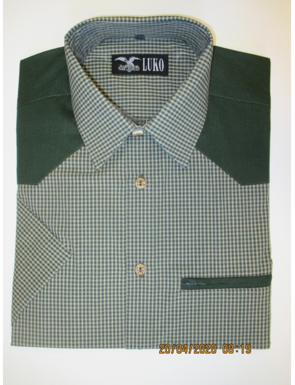 Košile Luko 154120 KR - pánská, jemná kostička, sytě zelená ramena, kapsička na zip