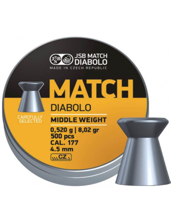 Diabolo JSB Match - Yellow Match Middle Weight, r. 4,5mm á500ks (hmot. 0,520g)