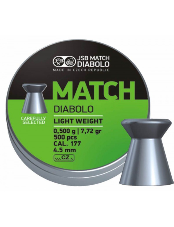 Diabolo JSB Match - Green Match Light Weight, r. 4,5mm, á500 ks (hmot. 0,475g)